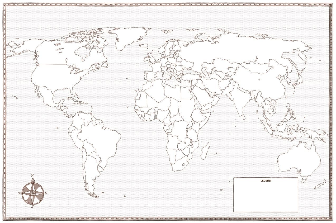 Educational World Map Resource for All Ages. Large, blank, foldable